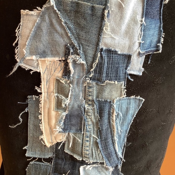 LOVEMATTERS Designer Black Corduroy & Patchwork Denim Skirt Size XS - Picture 11 of 16